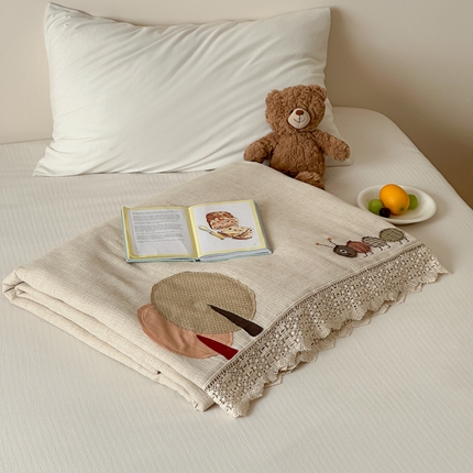 91家纺网 家纺一手货源 找家纺 月夏 2025新款全棉双层纱纱布夏被夏凉被空调被 小蚂蚁-麻本色【填充新疆棉花】