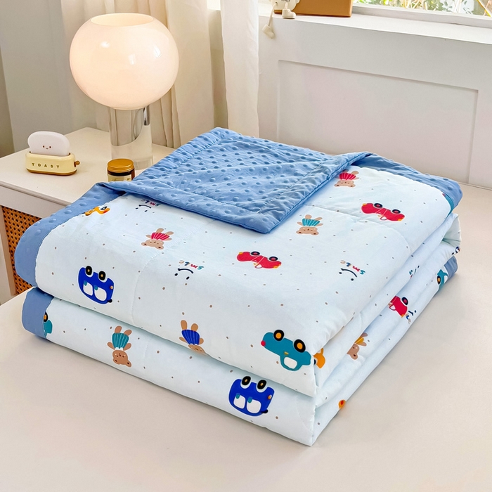 91家纺网 家纺一手货源 找家纺 鑫棉坊 2025新款A类水洗棉豆豆双层纱棉花夏凉被 小汽车