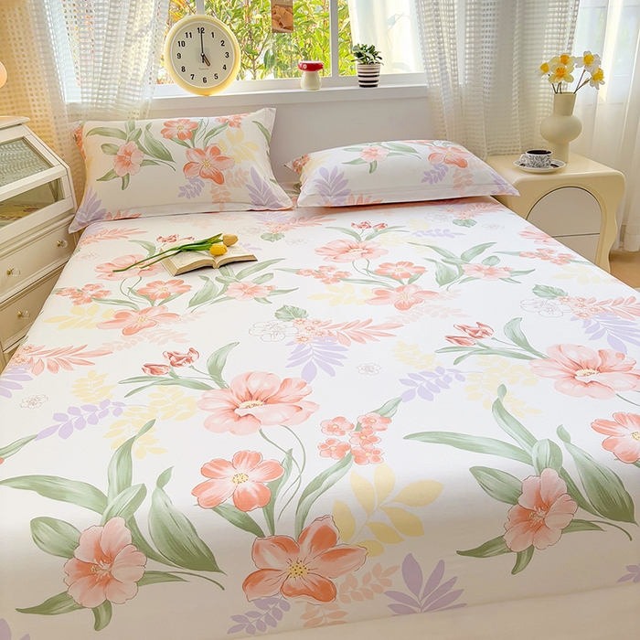 91家纺网 家纺一手货源 找家纺 元元被芯 2025新款40支13372全棉印花全棉床笠 半夏