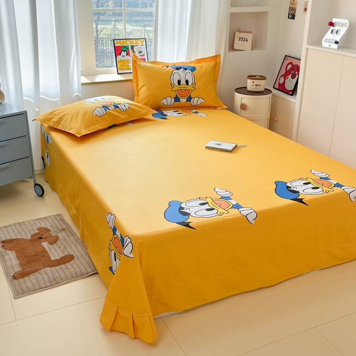 91家纺网 家纺一手货源 找家纺 典曼家纺 2025新款迪士尼大版印花卡通四件套 开心鸭