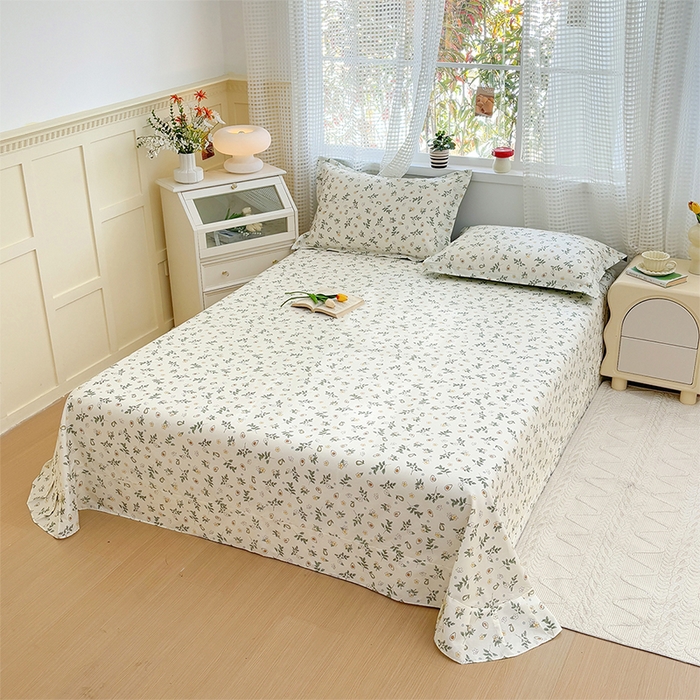 91家纺网 家纺一手货源 找家纺 元元被芯 2025新款40支13372全棉印花全棉床单 绿意