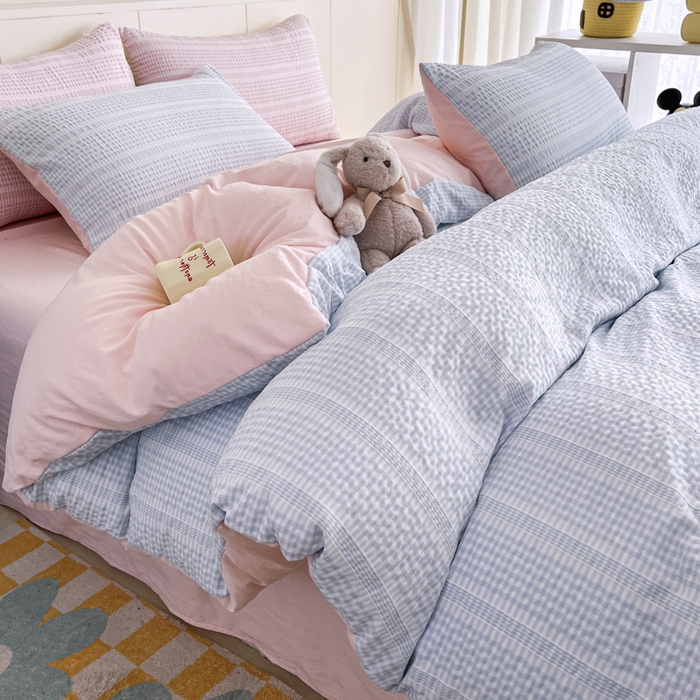 91家纺网 家纺一手货源 找家纺 （总）老K (原美阁） 2025新款亲肤舒适有氧针织棉亲肤四件套-叠拍图