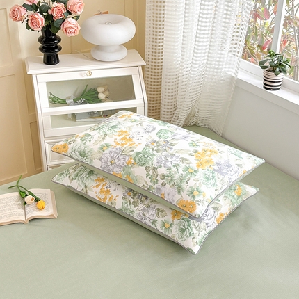 元元被芯 2025新款40支13372全棉印花全棉隐藏式夹棉枕套 亦语