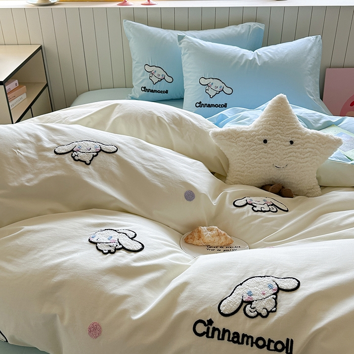 91家纺网 家纺一手货源 找家纺 金爱家 2025新款全棉毛巾绣四件套 毛巾绣-点点玉桂狗