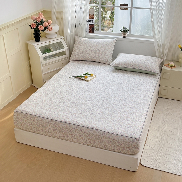 91家纺网 家纺一手货源 找家纺 元元被芯 2025新款40支13372全棉印花全棉隐藏式夹棉床笠 悠然