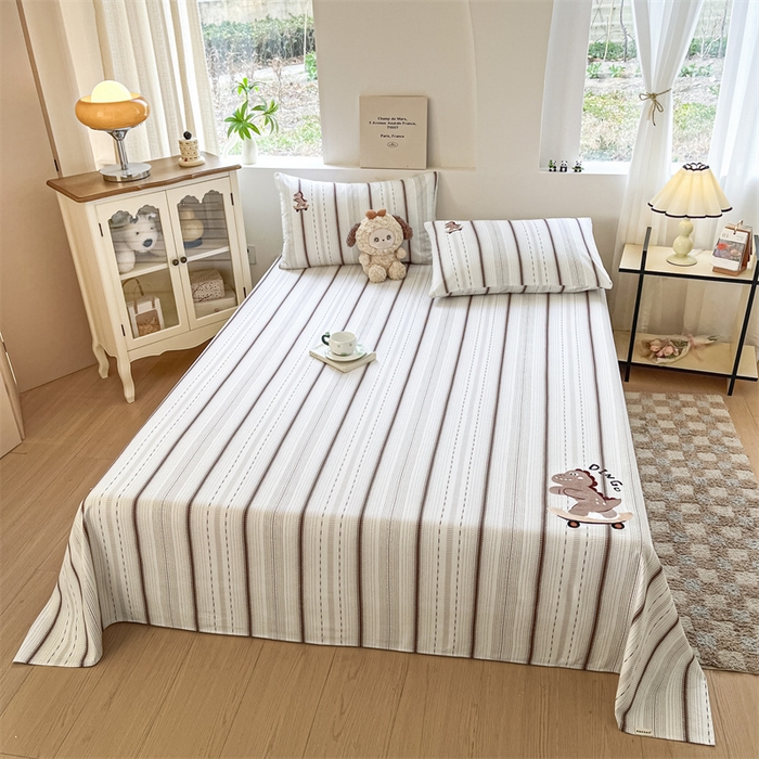 91家纺网 家纺一手货源 找家纺 笙意家纺2025新款全棉老粗布单品单床单 莫奈咖