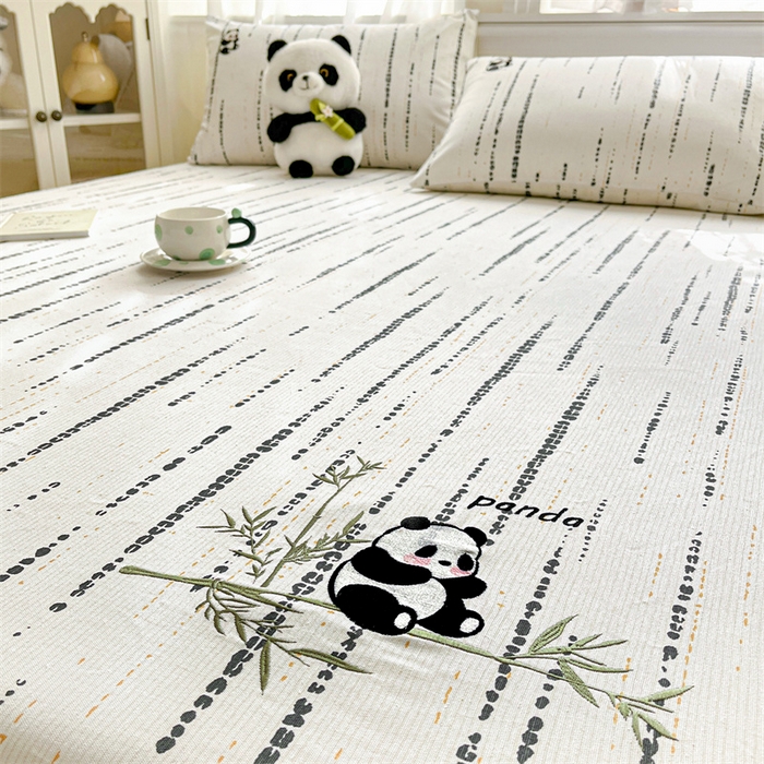 91家纺网 家纺一手货源 找家纺 笙意家纺2025新款全棉老粗布单床笠 熊墩墩