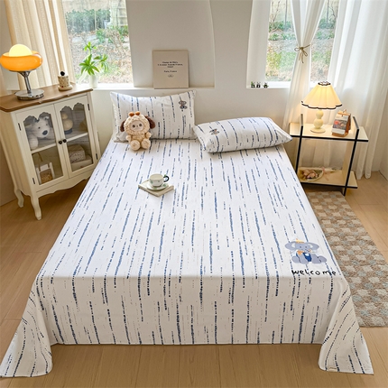 91家纺网 家纺一手货源 找家纺 笙意家纺2025新款全棉老粗布单品单床单 流星雨-兰