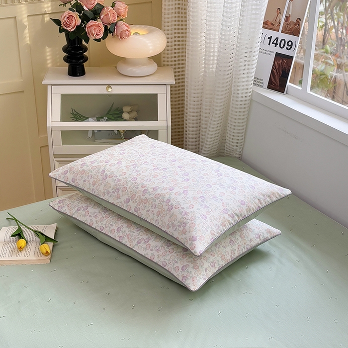 91家纺网 家纺一手货源 找家纺 元元被芯 2025新款40支13372全棉印花全棉隐藏式夹棉枕套 悠然