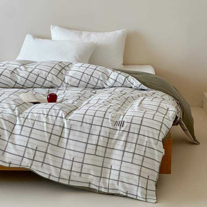 91家纺网 家纺一手货源 找家纺 月夏 2025新款全棉双层纱被套全棉被套单被套 吉尔伯特-米白