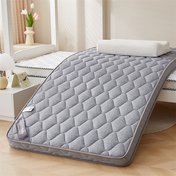 91家纺网 家纺一手货源 找家纺 艺博床垫 2025新款25D学生立体海绵床垫终版 格子灰