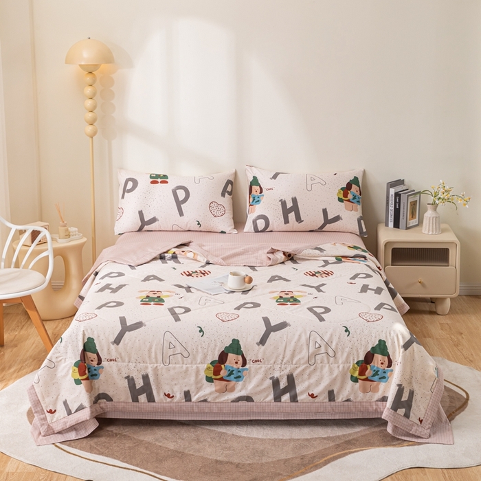 91家纺网 家纺一手货源 找家纺 鑫棉坊 【又降价啦】2025新款全棉A类印花纯棉花夏被可机洗空调被 蒙奇奇-米