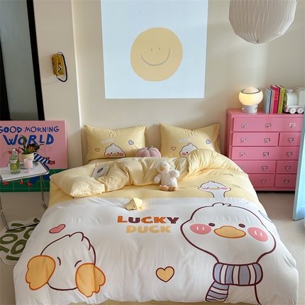 馨语家居 2025新款全棉双层纱四件套 幸运鸭