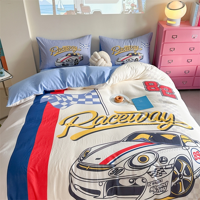 91家纺网 家纺一手货源 找家纺 馨语家居 2025新款全棉双层纱四件套 速度之王