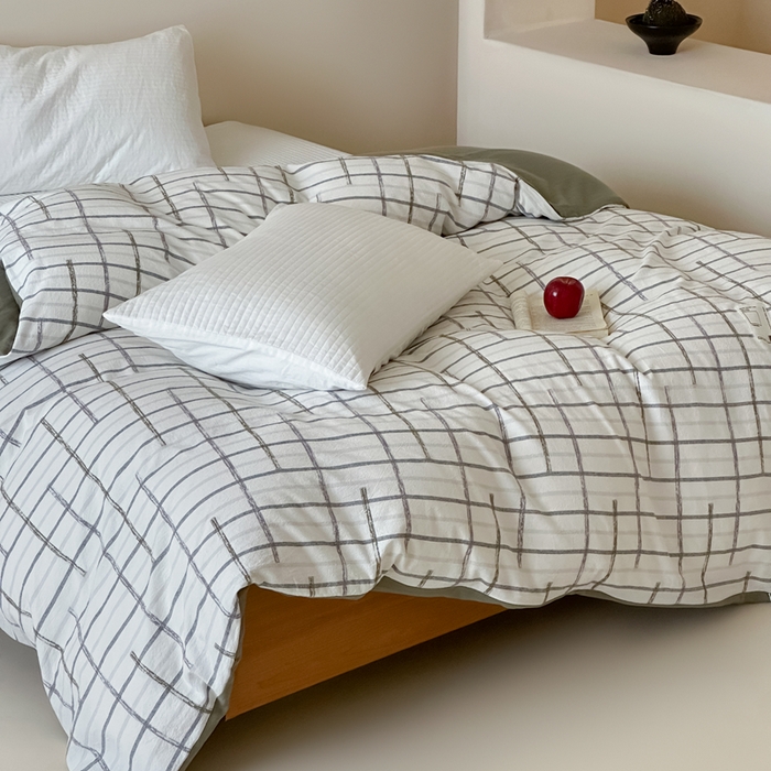 91家纺网 家纺一手货源 找家纺 月夏 2025新款全棉双层纱被套全棉被套单被套 吉尔伯特-米白