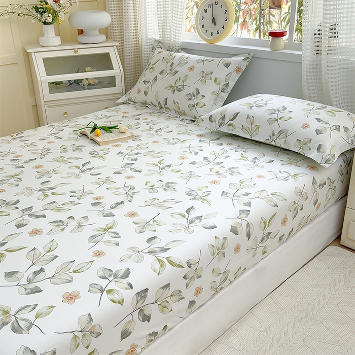 91家纺网 家纺一手货源 找家纺 元元被芯 2025新款40支13372全棉印花全棉床笠 春溪