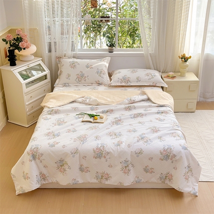元元被芯 2025新款40支13372全棉印花夏被四件套 花舞