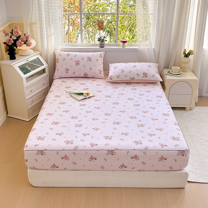 91家纺网 家纺一手货源 找家纺 元元被芯 2025新款40支13372全棉印花全棉隐藏式夹棉床笠 诗雨