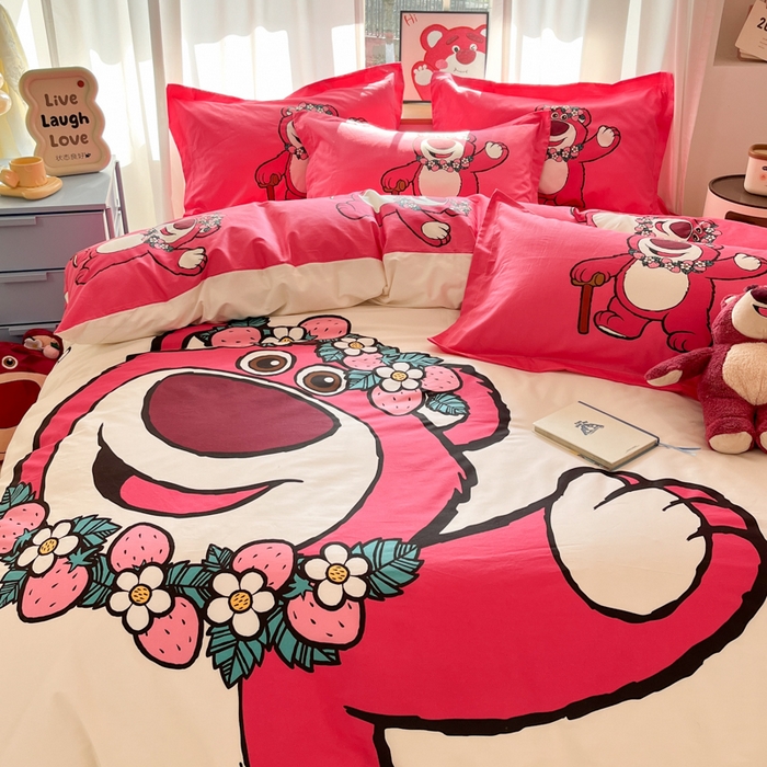 91家纺网 家纺一手货源 找家纺 典曼家纺 2025新款迪士尼大版印花卡通四件套 草莓梦