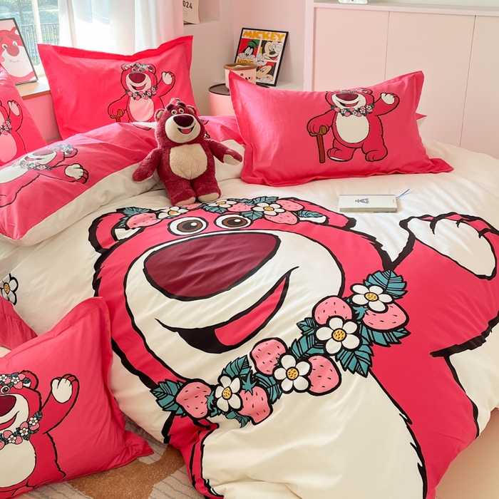 91家纺网 家纺一手货源 找家纺 典曼家纺 2025新款迪士尼大版印花卡通四件套 草莓梦