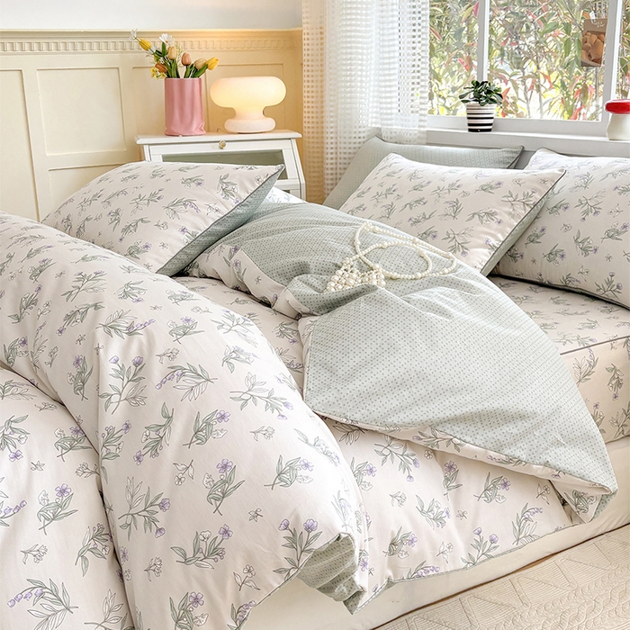 91家纺网 家纺一手货源 找家纺 元元被芯 2025新款40支13372全棉印花全棉隐藏式夹棉被套 宁静