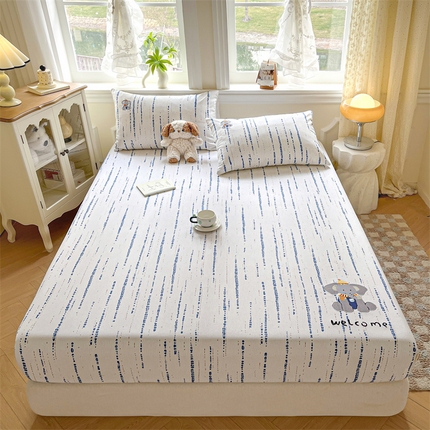 91家纺网 家纺一手货源 找家纺 笙意家纺2025新款全棉老粗布单床笠 小飞象-彩兰