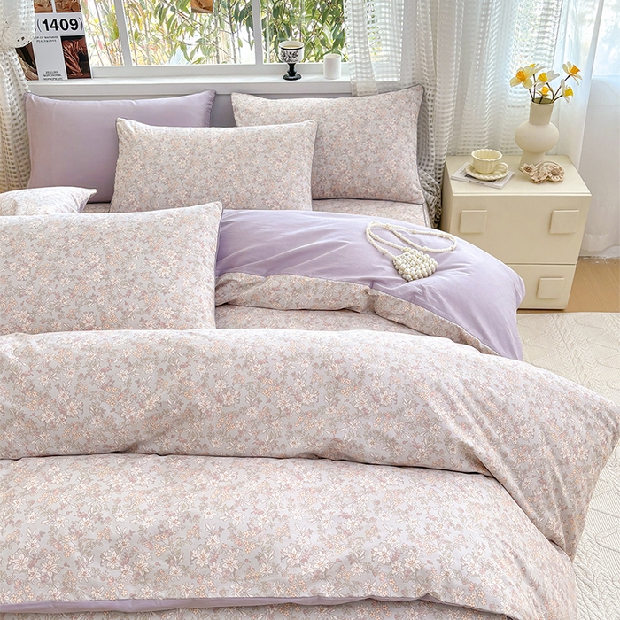 91家纺网 家纺一手货源 找家纺 元元被芯 2025新款40支13372全棉印花全棉隐藏式夹棉被套 茉莉