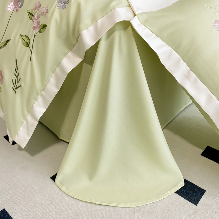 91家纺网 家纺一手货源 找家纺 狂想家 2025亲肤棉重工刺绣系列四件套-花海 花海浅绿