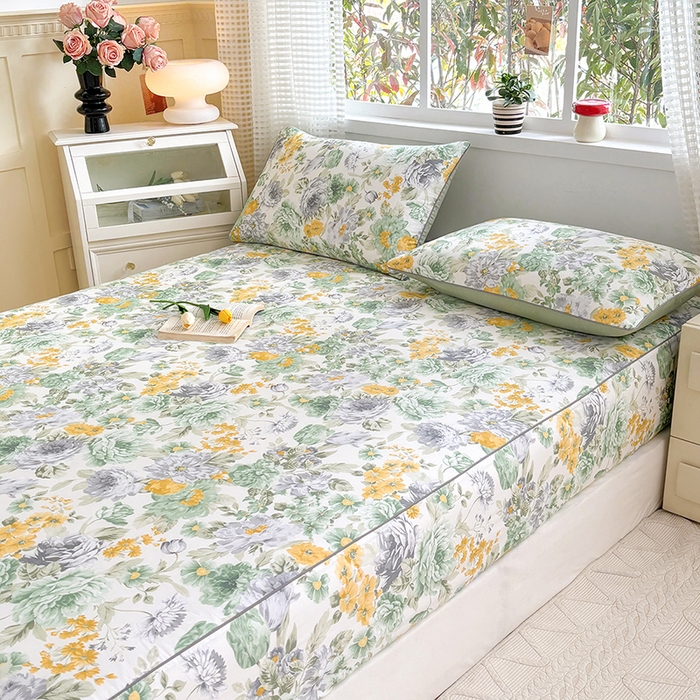 91家纺网 家纺一手货源 找家纺 元元被芯 2025新款40支13372全棉印花全棉隐藏式夹棉床笠 亦语