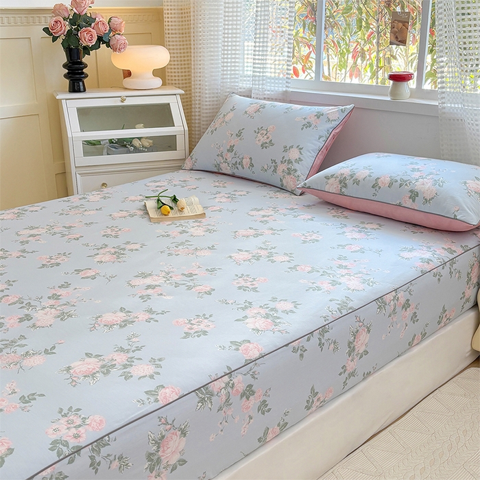 91家纺网 家纺一手货源 找家纺 元元被芯 2025新款40支13372全棉印花全棉隐藏式夹棉床笠 初妤