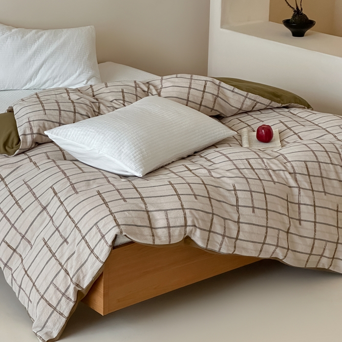 91家纺网 家纺一手货源 找家纺 月夏 202吉尔伯特-浅咖新款全棉双层纱被套全棉被套单被套 吉尔伯特-浅咖