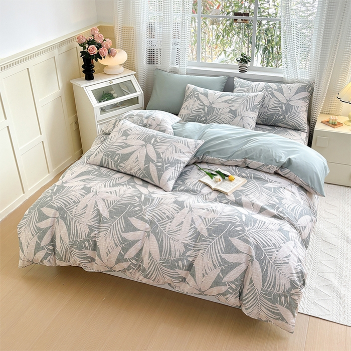 91家纺网 家纺一手货源 找家纺 元元被芯 2025新款40支13372全棉印花全棉隐藏式夹棉被套 蔓羽