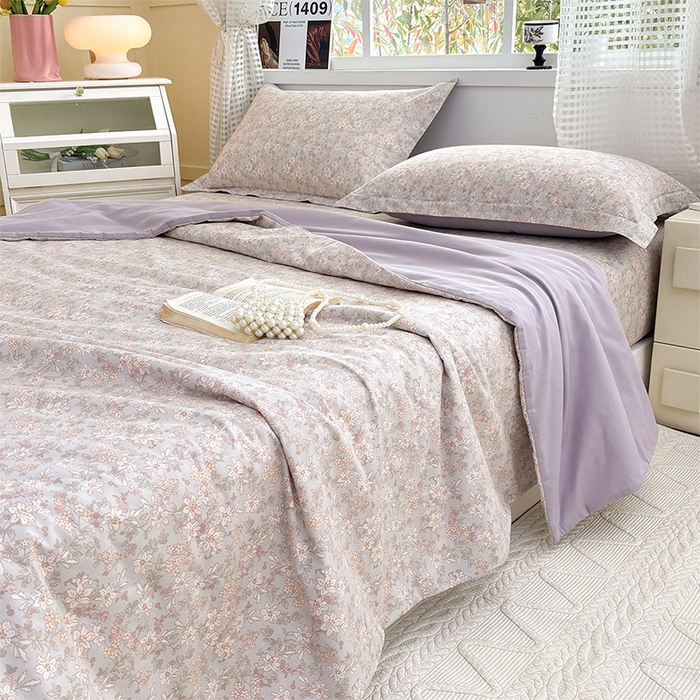 91家纺网 家纺一手货源 找家纺 元元被芯 2025新款40支13372全棉印花夏被四件套 茉莉