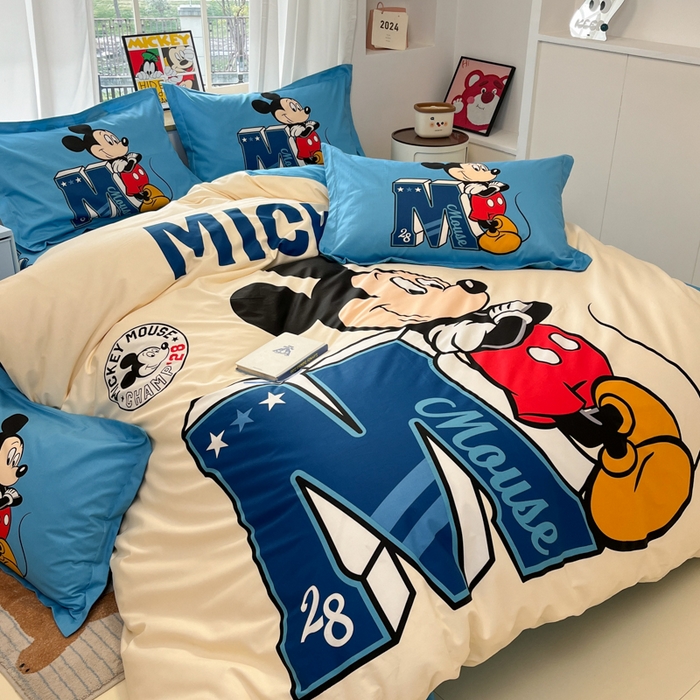 91家纺网 家纺一手货源 找家纺 典曼家纺 2025新款迪士尼大版印花卡通四件套 活力米仔