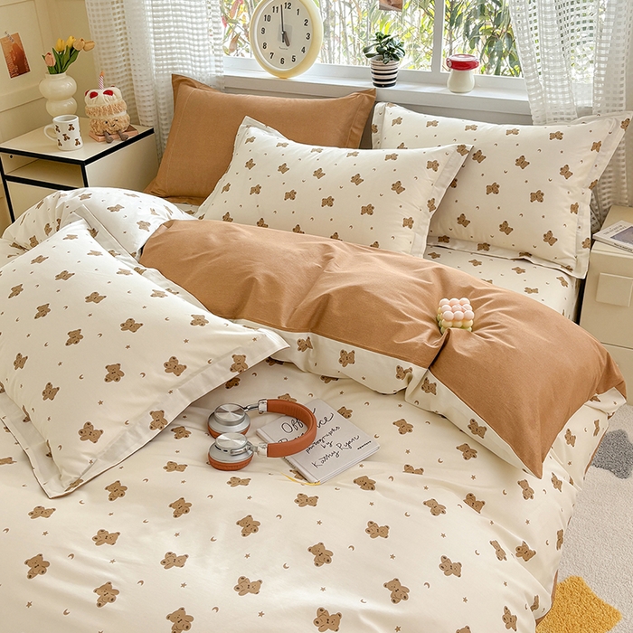 91家纺网 家纺一手货源 找家纺 元元被芯 2025新款40支13372全棉印花全棉四件套 熊尼