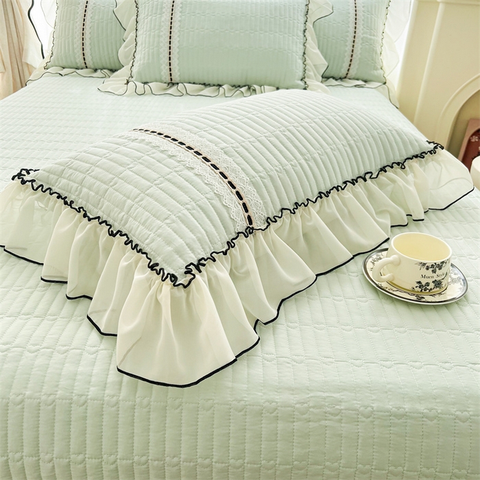 91家纺网 家纺一手货源 找家纺 虹星家纺 2025年新款全棉床盖四件套-花影倾梦 花影倾梦-薄荷绿