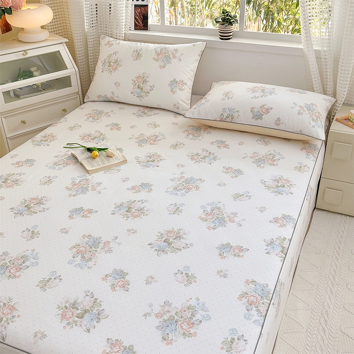 91家纺网 家纺一手货源 找家纺 元元被芯 2025新款40支13372全棉印花全棉隐藏式夹棉床笠 花舞