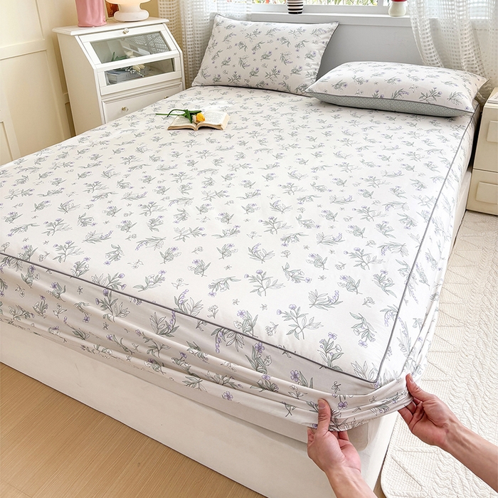 91家纺网 家纺一手货源 找家纺 元元被芯 2025新款40支13372全棉印花全棉隐藏式夹棉床笠 宁静