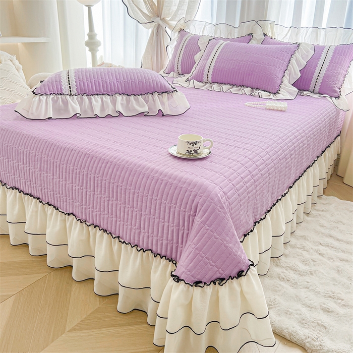 91家纺网 家纺一手货源 找家纺 虹星家纺 2025年新款全棉床盖三件套-花影倾梦 花影倾梦-优雅紫