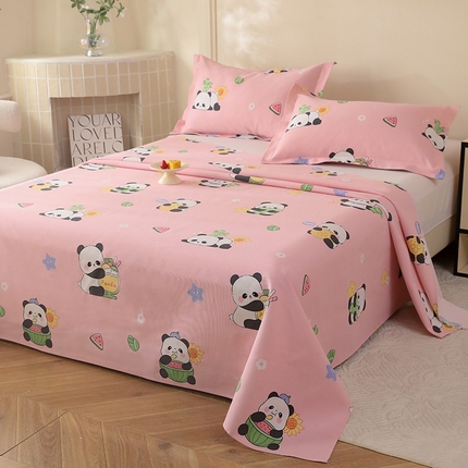 91家纺网 家纺一手货源 找家纺 幸嘉轩2025新款亲肤舒适床单三件套 小熊猫