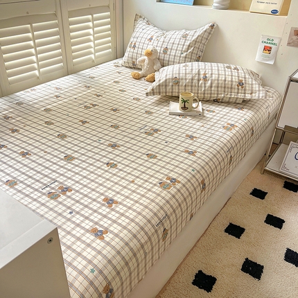 91家纺网 家纺一手货源 找家纺 （总）百寐2025新款全棉13372床笠被套单品枕套三四件套学生组合加大单件-单床笠单床单