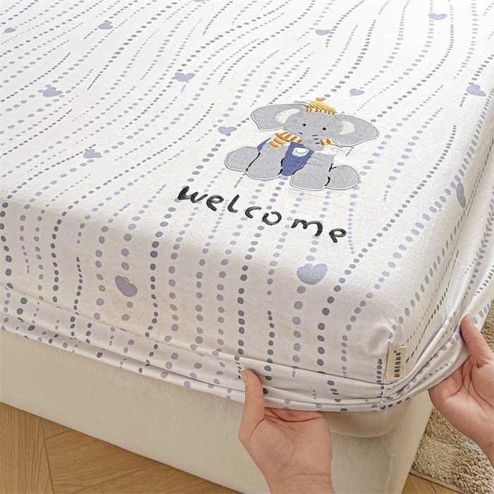 91家纺网 家纺一手货源 找家纺 笙意家纺2025新款全棉老粗布单床笠 小飞象-流心