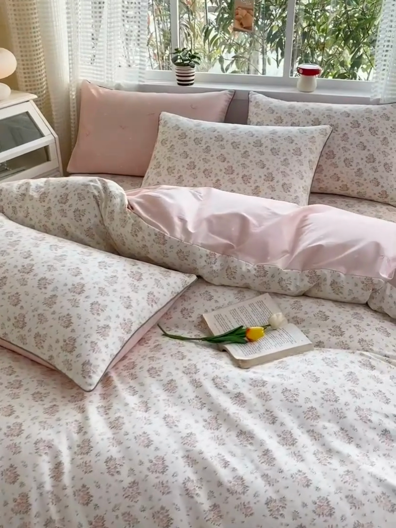 91家纺网 家纺一手货源 找家纺 元元被芯 2025新款40支13372全棉印花全棉夹棉床笠四件套 缘月