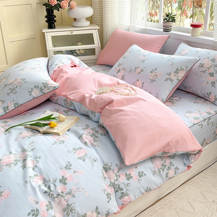 91家纺网 家纺一手货源 找家纺 元元被芯 2025新款40支13372全棉印花全棉隐藏式夹棉被套 初妤