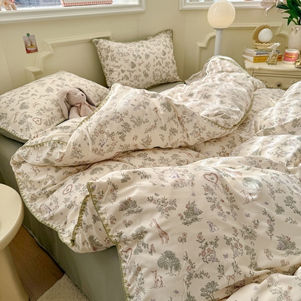 韩都家居2025新款水洗双层纱针织棉三角针四件套（包含买家秀） 森林故事