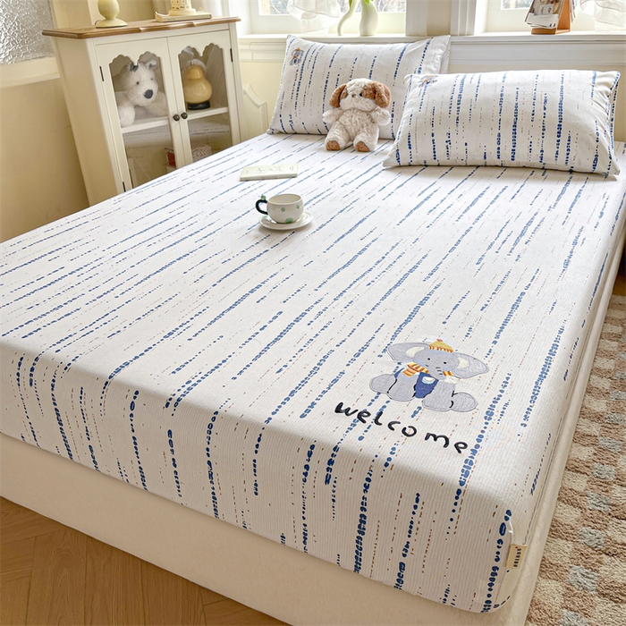 91家纺网 家纺一手货源 找家纺 笙意家纺2025新款全棉老粗布单床笠 小飞象-彩兰