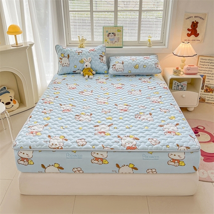 91家纺网 家纺一手货源 找家纺 迪梦思家纺 2025新款A类正版授权卡通印花水洗棉夹棉学生床笠 晚安帕恰狗