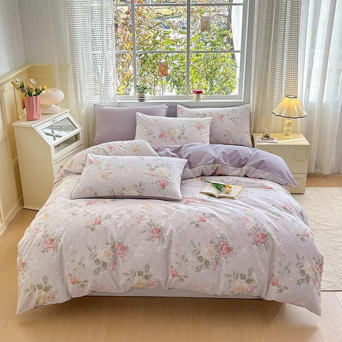 91家纺网 家纺一手货源 找家纺 元元被芯 2025新款40支13372全棉印花全棉隐藏式夹棉被套 悦影