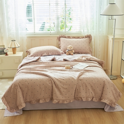 换种生活 2025新款荷叶边款针织单夏被 四件套 波点-梦幻紫