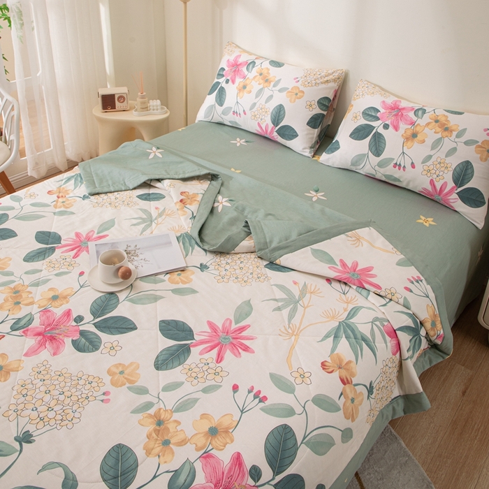 91家纺网 家纺一手货源 找家纺 鑫棉坊 【又降价啦】2025新款全棉A类印花纯棉花夏被可机洗空调被 漫歌雅韵